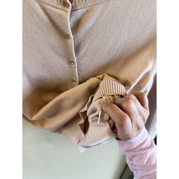 Vtg Dainty Express Silk Cashmere Sz Small Cardigan PinkSweater Rhinestone Button - Picture 10 of 11